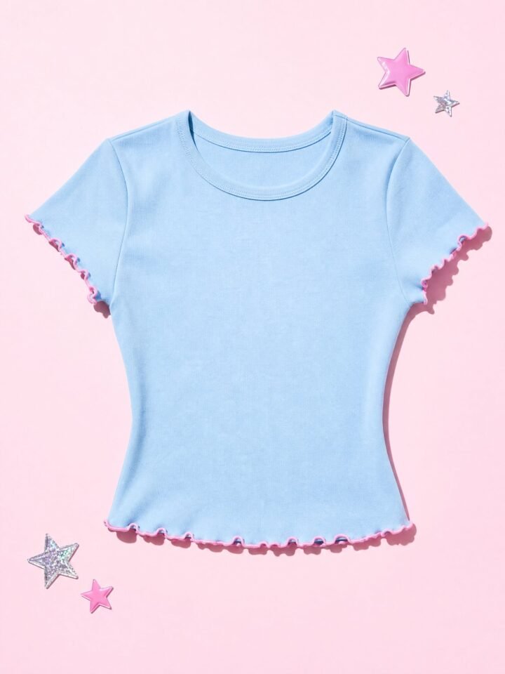 Lettuce Edge Baby Tee in Baby Blue