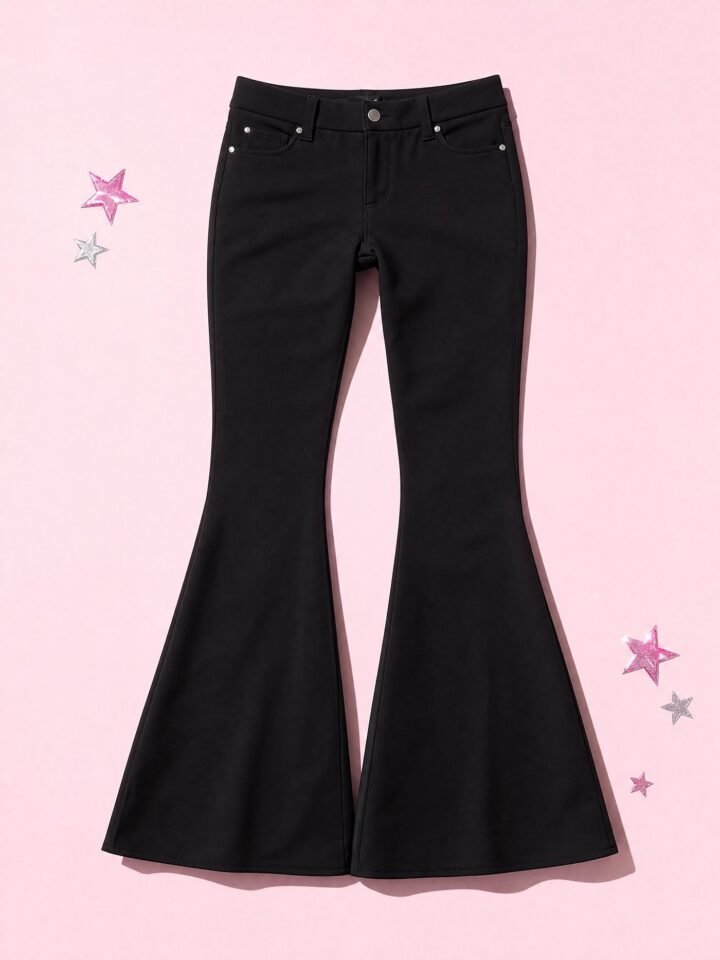 Low Rise Flare Trousers in Black