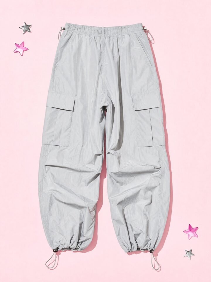 Parachute Cargo Trousers in Silver Grey