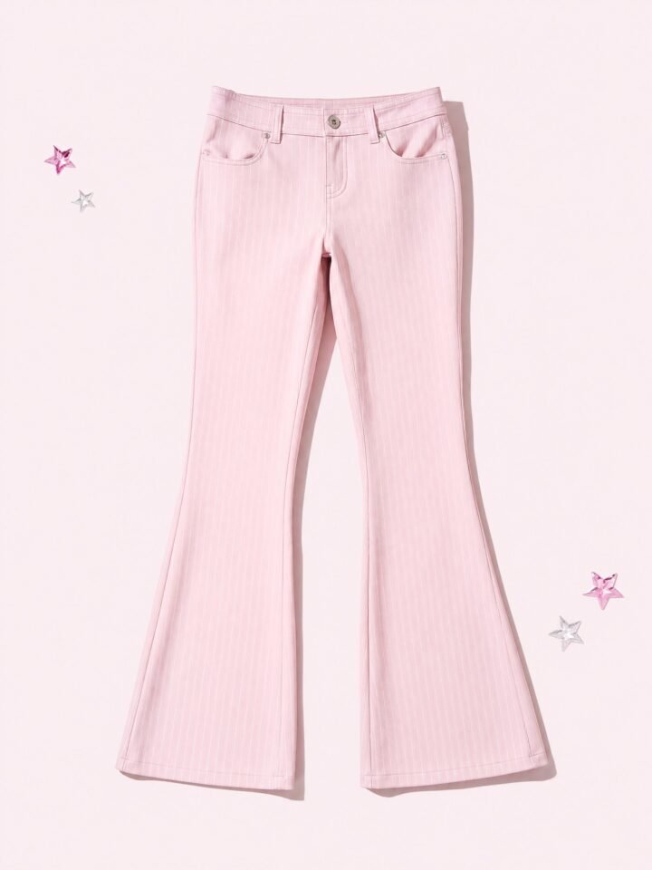 Pink Pinstripe Flares in Pink Pinstripe