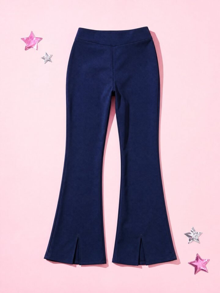 Split Hem Flares in Ink Navy