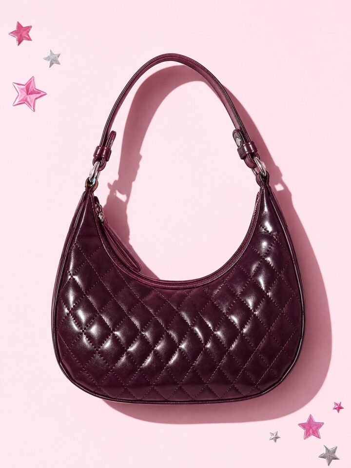 Quilted Mini Hobo in Ink Plum