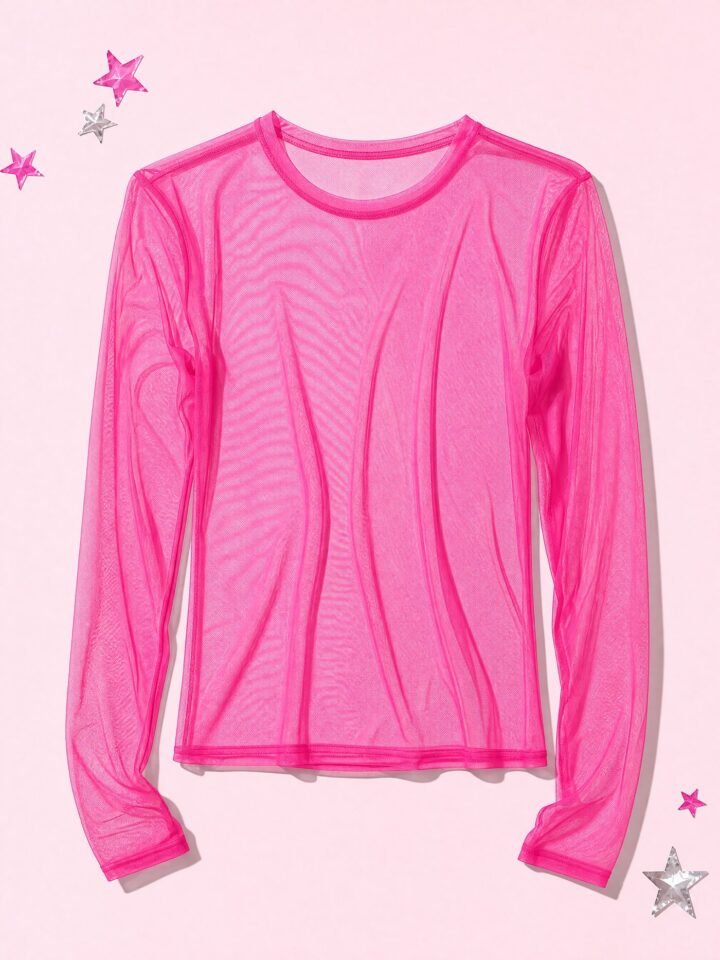 Pink Mesh Layer Top in Hot Pink