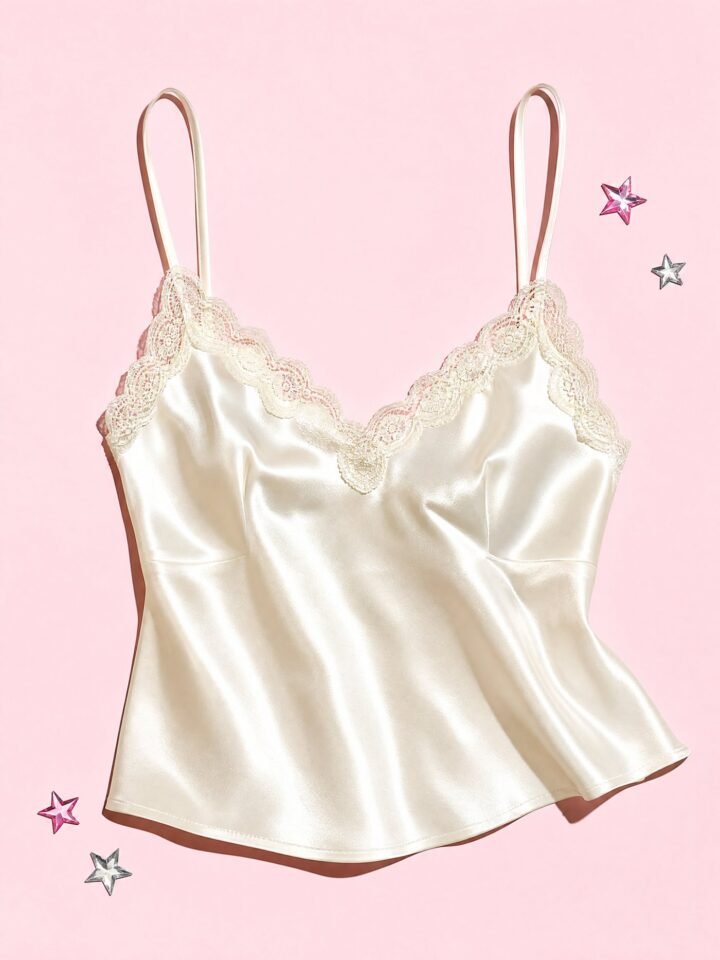 Lace Trim Cami in Ivory