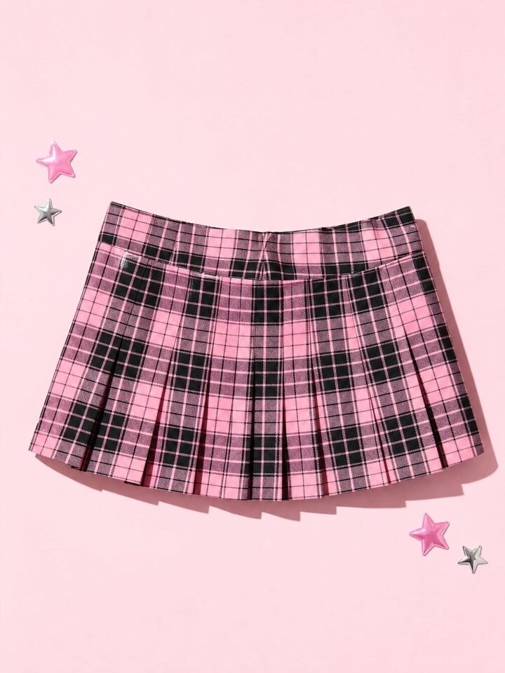 Plaid Pleat Mini in Pink Plaid